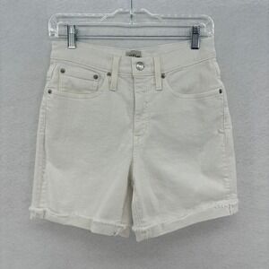 J Crew Denim White High Rise Cutoff Jean Shorts Size 26 Raw Hem Summer Classic